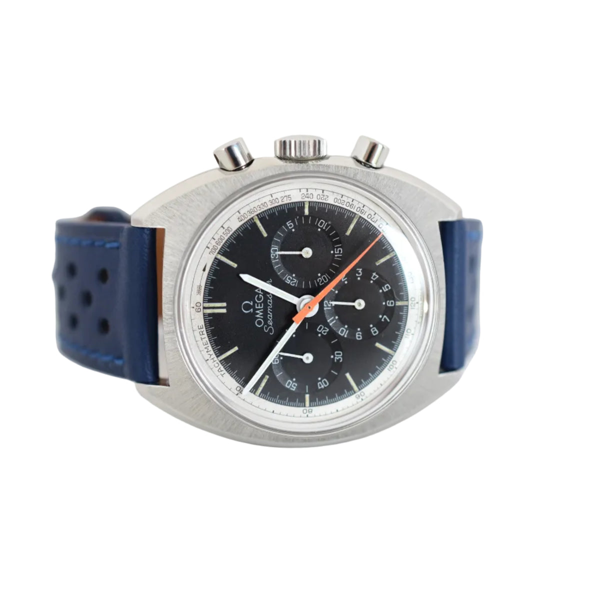 OMEGA "Seamaster" watch in steel and leather