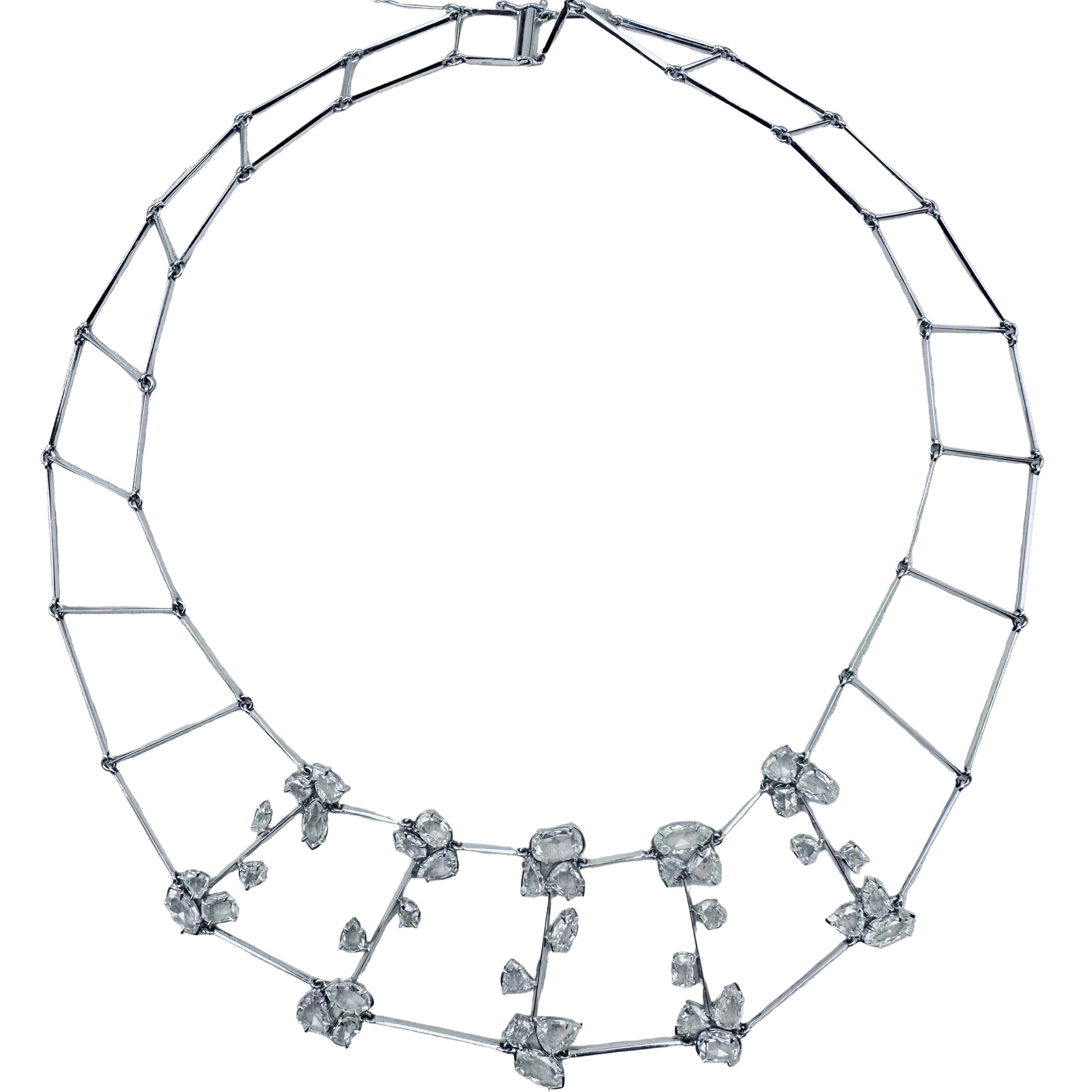 Necklace in white gold and rose-cut diamonds