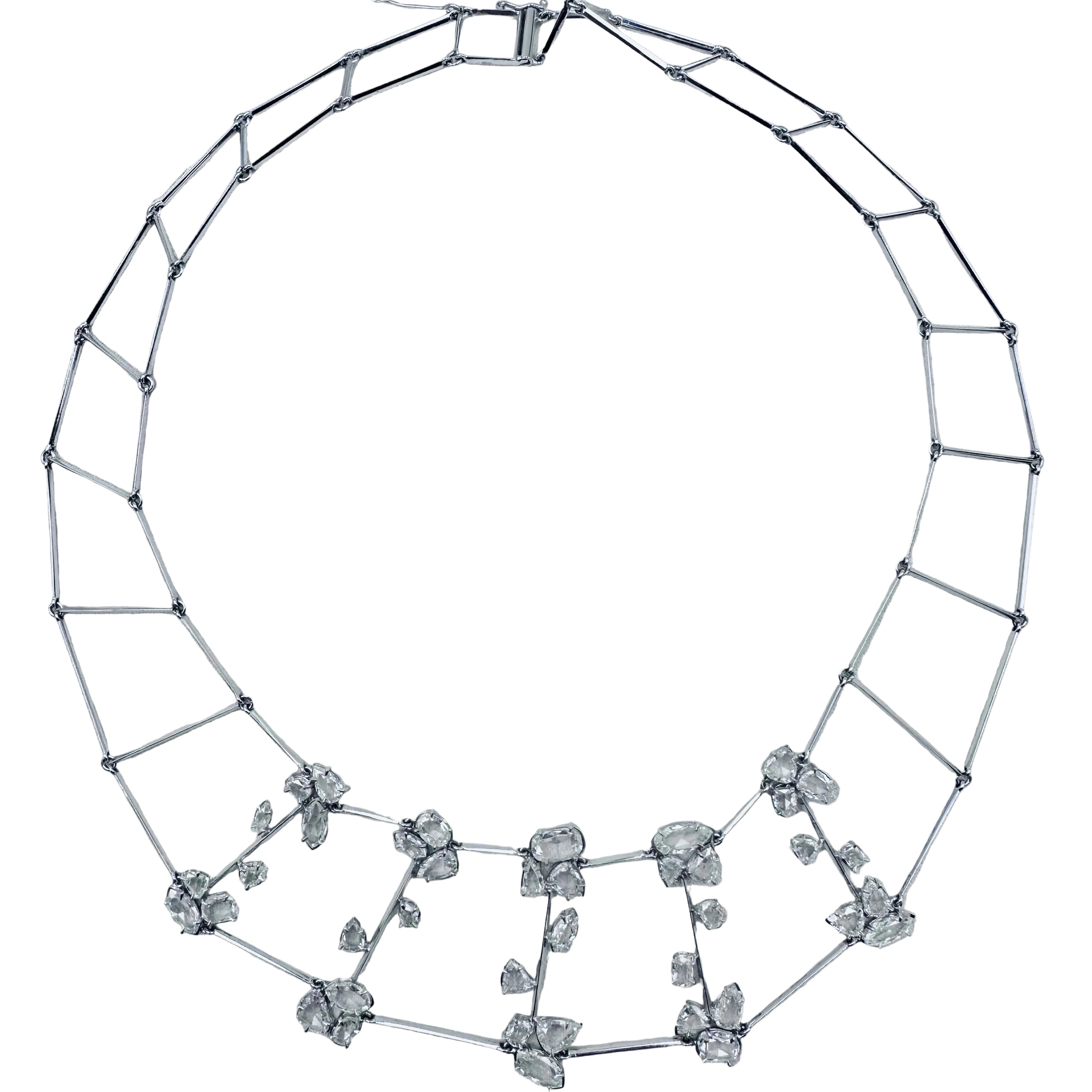 Necklace in white gold and rose-cut diamonds