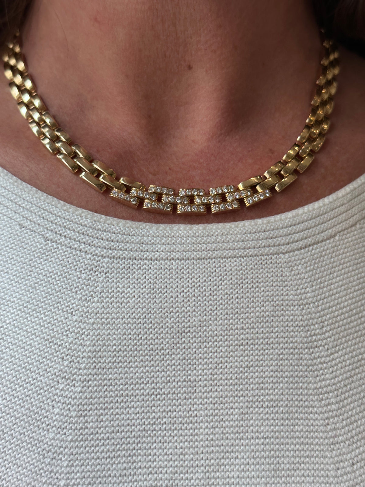CARTIER "Panther" Link Necklace in yellow gold and diamonds