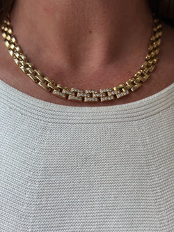 CARTIER "Panther" Link Necklace in yellow gold and diamonds