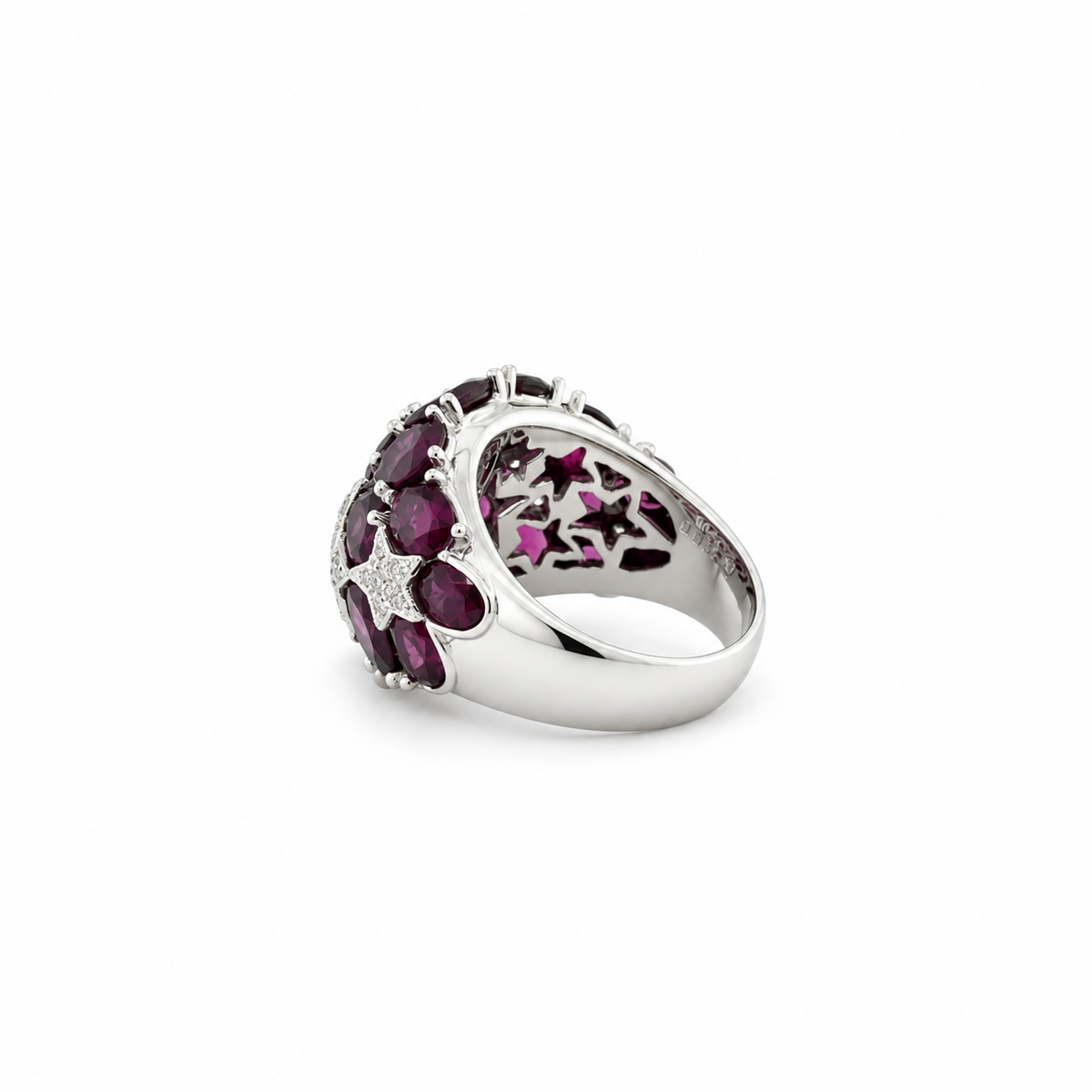 "Dôme" Ring in White Gold, Tourmalines, and Diamonds