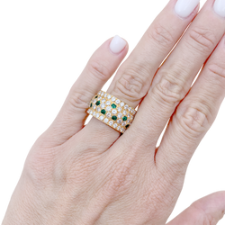 CARTIER "Nigeria" Band Ring in yellow gold, emeralds, and diamonds
