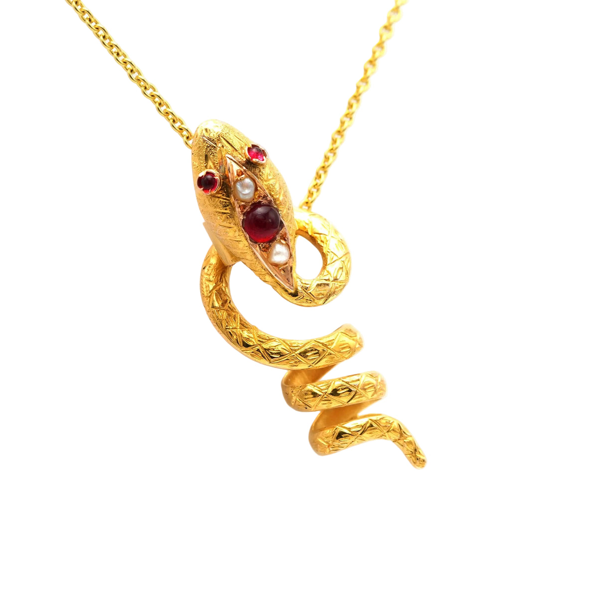 Yellow gold, Ruby, and pearl pendant
