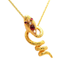 Yellow gold, Ruby, and pearl pendant