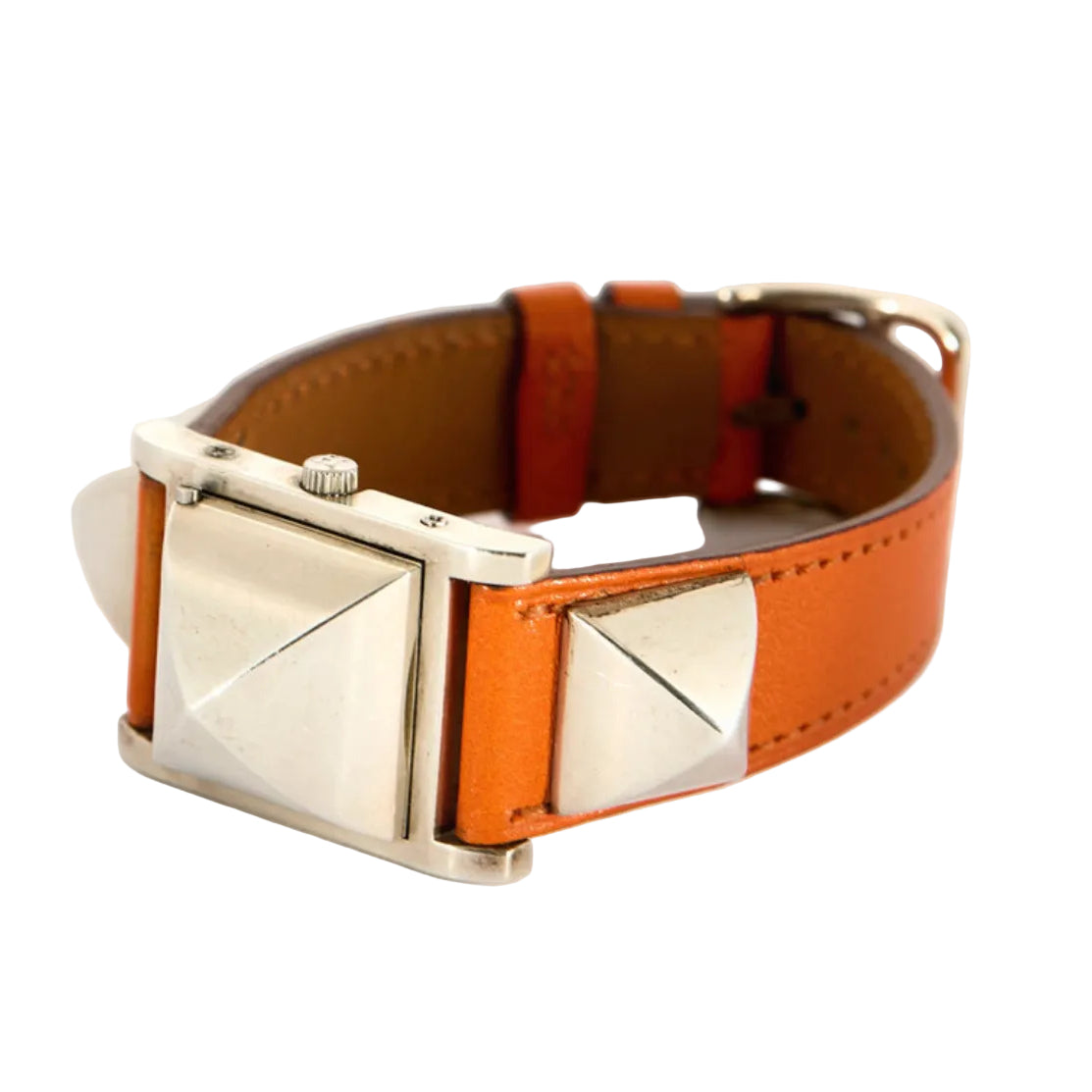 Watch Hermès "Medor" - Orange leather and silver