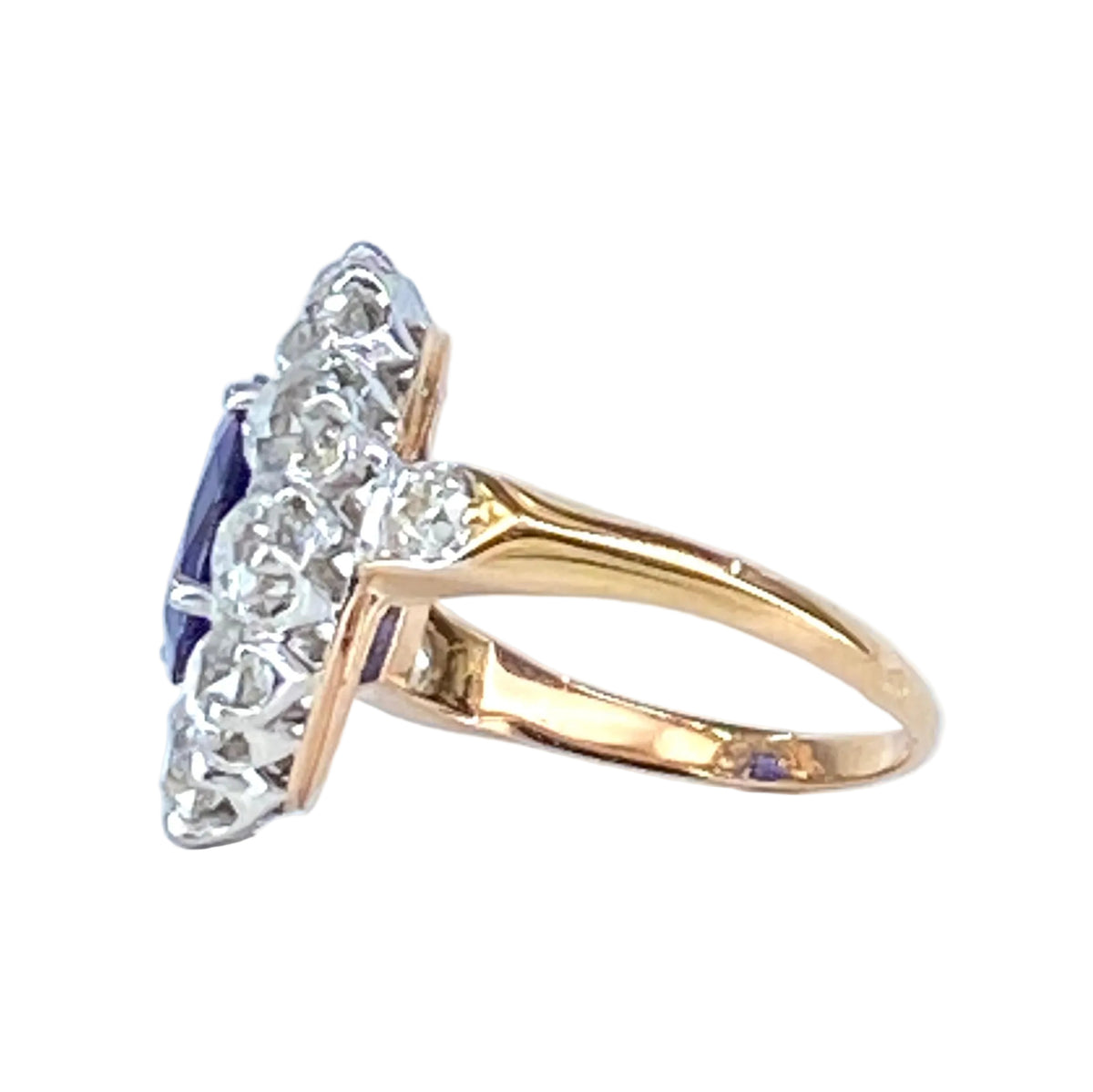 Marguerite Ring in Yellow Gold, Sapphire, and Diamonds