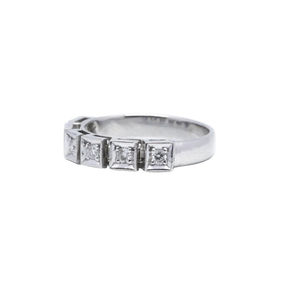 White Gold Wedding Band with Diamonds