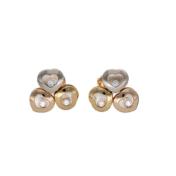 CHOPARD "Happy Curve" Earrings in white gold, yellow gold, rose gold, and diamonds