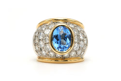 Bague Cocktail en or blanc, or jaune, topaze et diamants