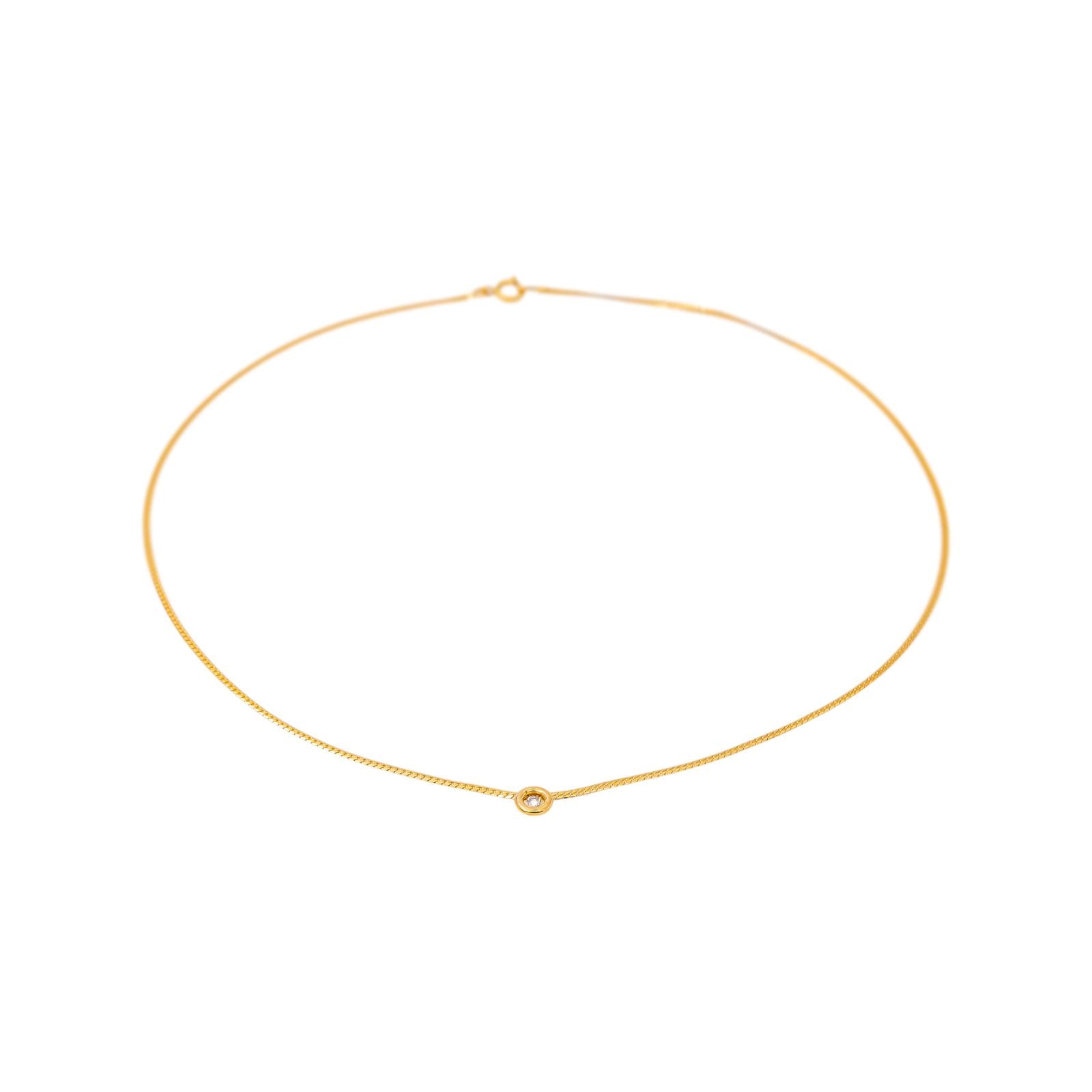 Yellow Gold Solitaire Diamond Necklace
