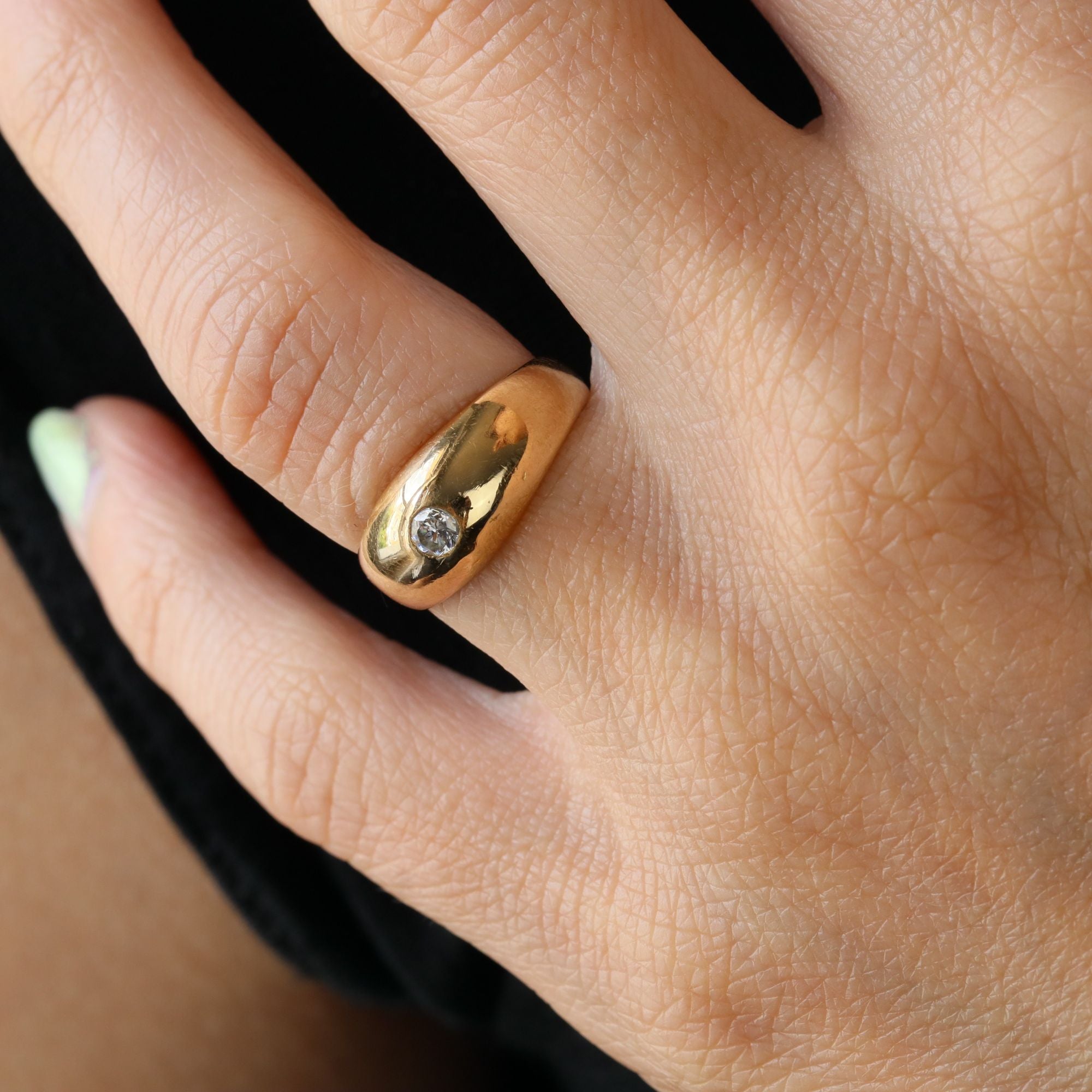 Yellow gold and diamond Bangle Ring