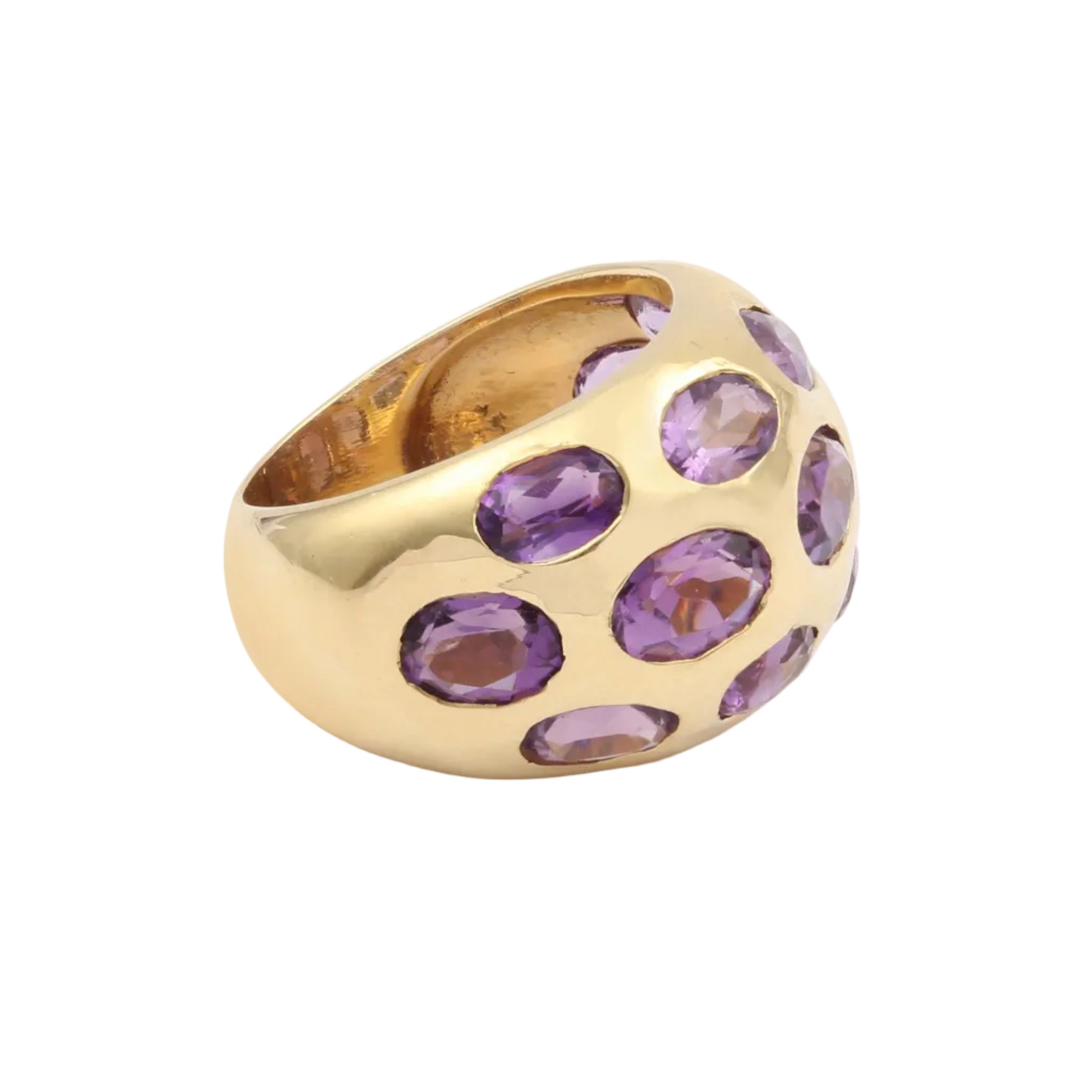 Bague Jonc en or jaune et améthystes
