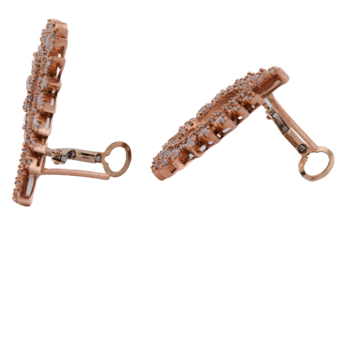 Rose Gold and Diamond Clip-On Earrings