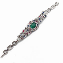 Tutti Frutti "Indian Dream" Bracelet, Emerald Cabochon, Rubies, Sapphires, and Diamonds, 18k Gold
