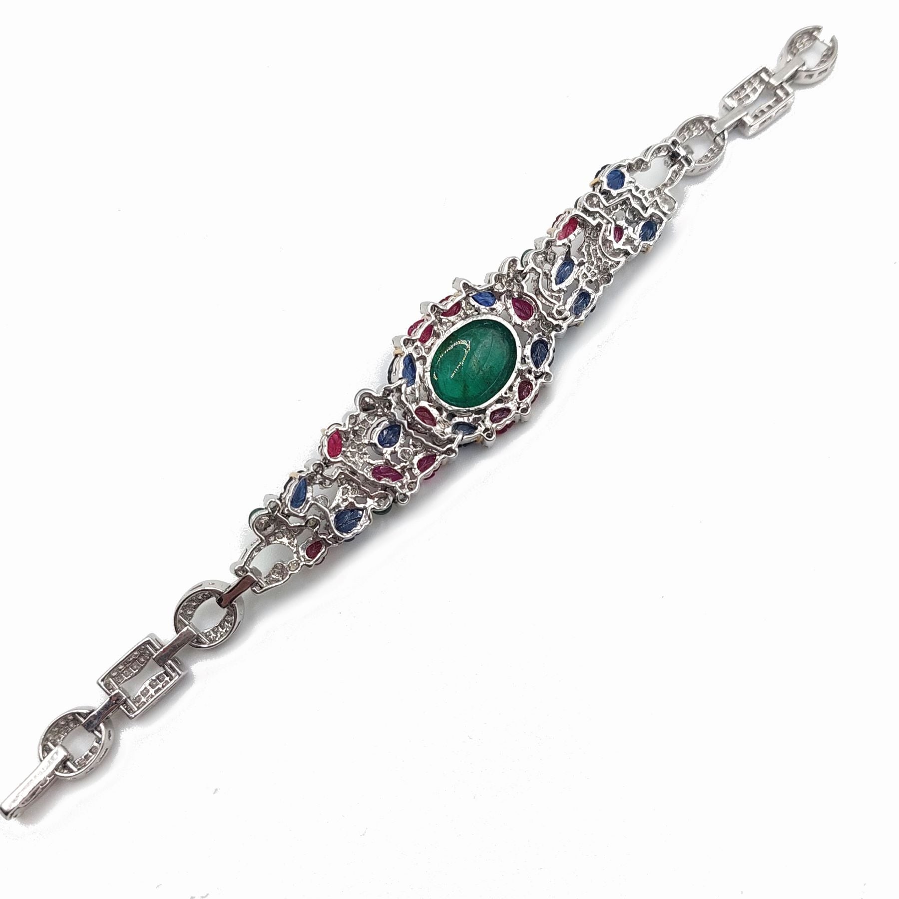 Tutti Frutti "Indian Dream" Bracelet, Emerald Cabochon, Rubies, Sapphires, and Diamonds, 18k Gold
