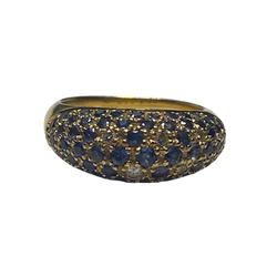 POIRAY Bangle Ring in yellow gold, sapphires, and diamonds
