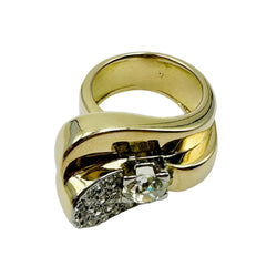 Yellow gold, Platinum and Diamond Pave Ring