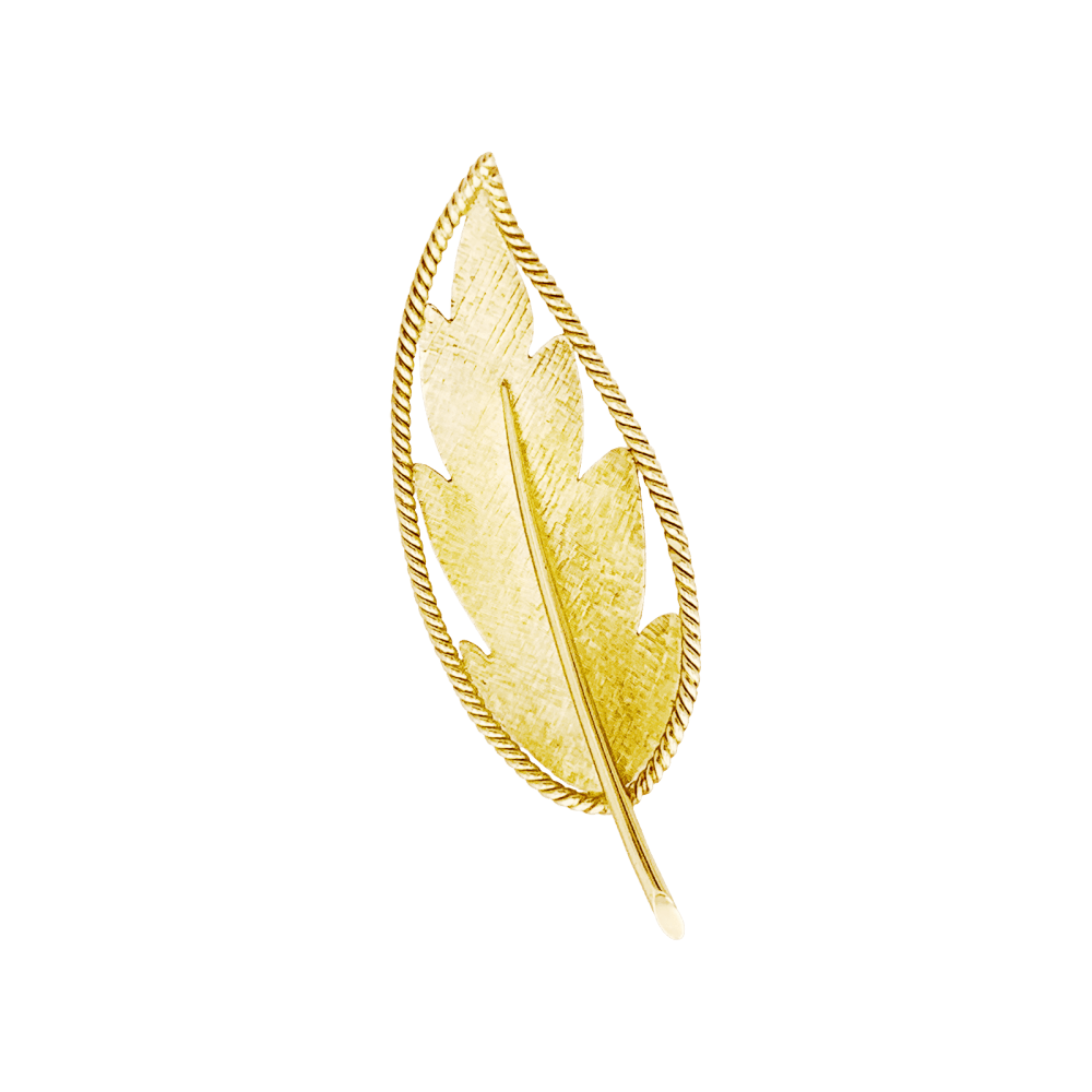Broche feuille or jaune.