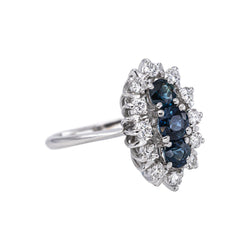White Gold Marquise Ring with Sapphire