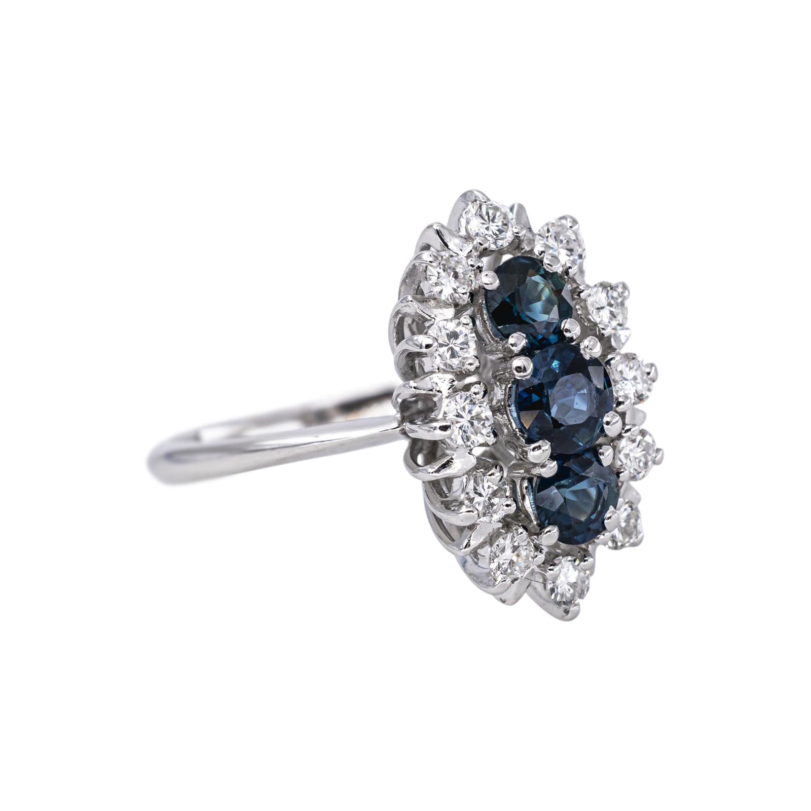 White Gold Marquise Ring with Sapphire