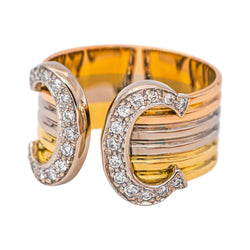 Cartier "C de Cartier" Ring in Yellow Gold with Diamonds