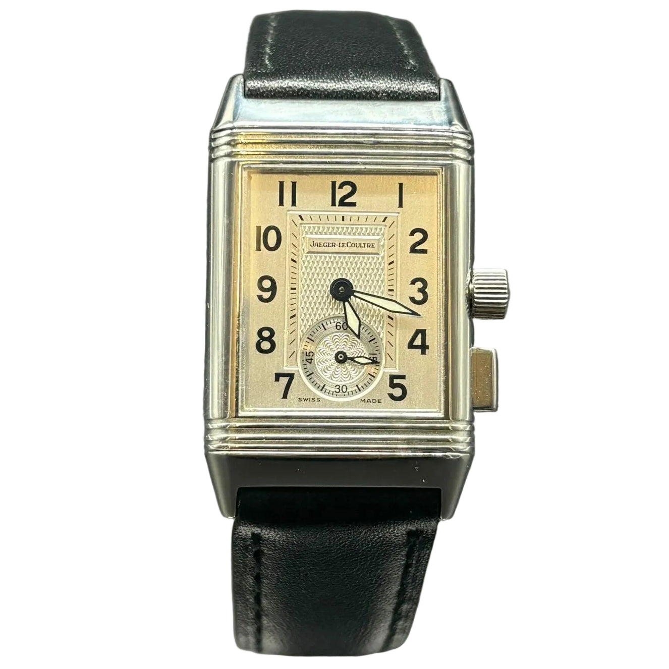 JAEGER-LECOULTRE "Reverso Memory" Watch in Silver, Stainless Steel, and Leather