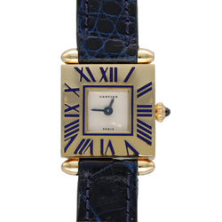 CARTIER "Obus" Watch in Yellow gold and Leather