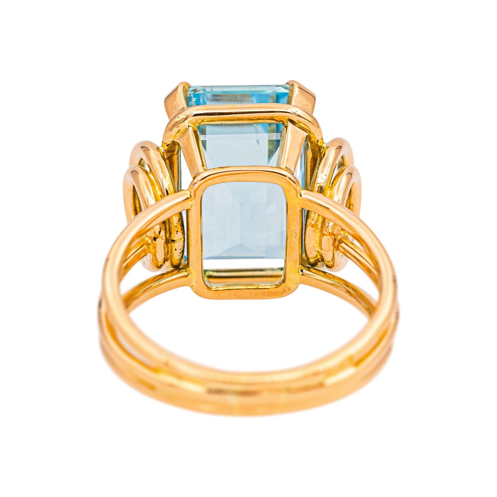 Bague Cocktail Or jaune Aigue-marine