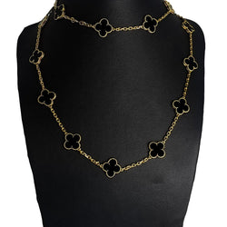 VAN CLEEF & ARPELS "Vintage Alhambra" Long Necklace in yellow gold and Onyx