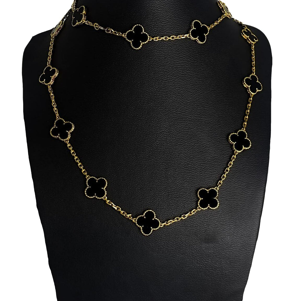 VAN CLEEF & ARPELS "Vintage Alhambra" Long Necklace in yellow gold and Onyx