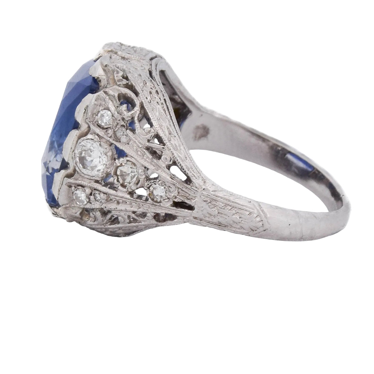 Cocktail Ring in Platinum, Sapphire, and Diamonds