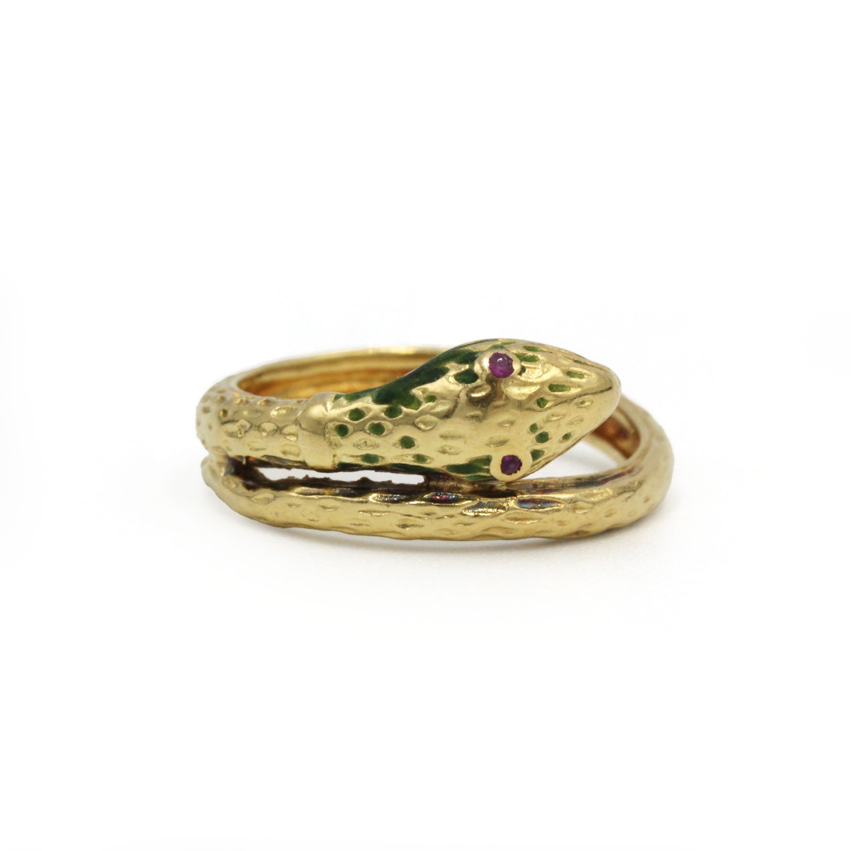 Yellow Gold and Ruby Snake Ring
