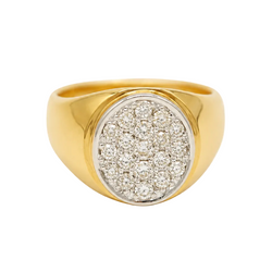 Yellow Gold Signet Ring with Diamonds