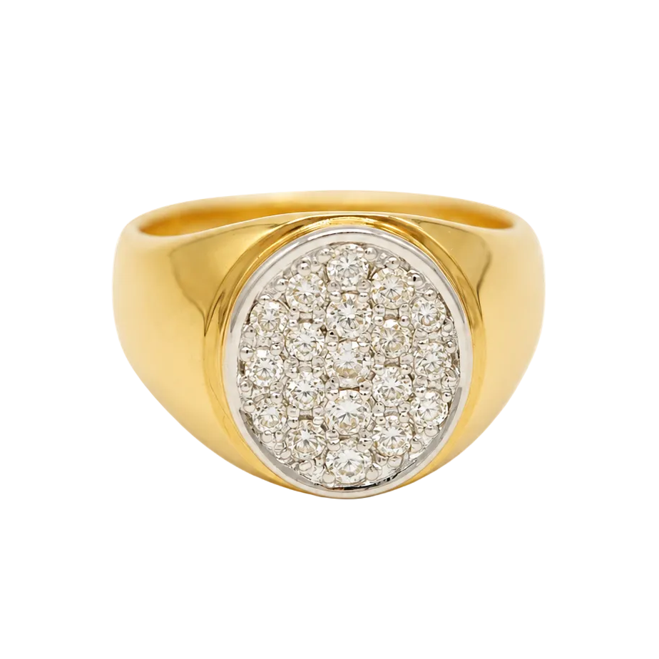 Bague Chevalière en or jaune et diamants