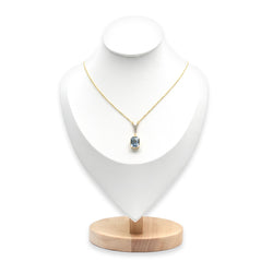 Necklace with a pendant in white gold, yellow gold, Topaz, and diamonds