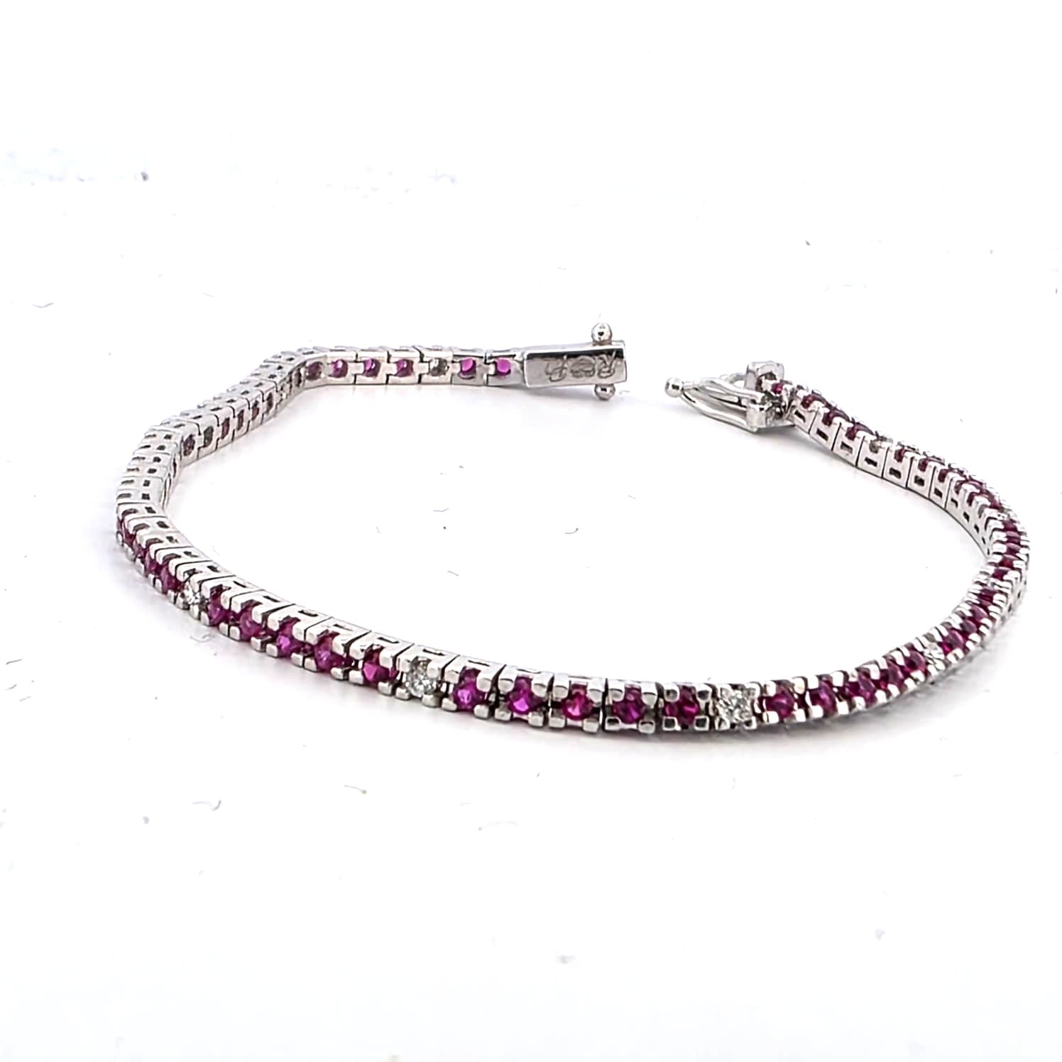 Bracelet Ligne en or blanc, rubis et diamants