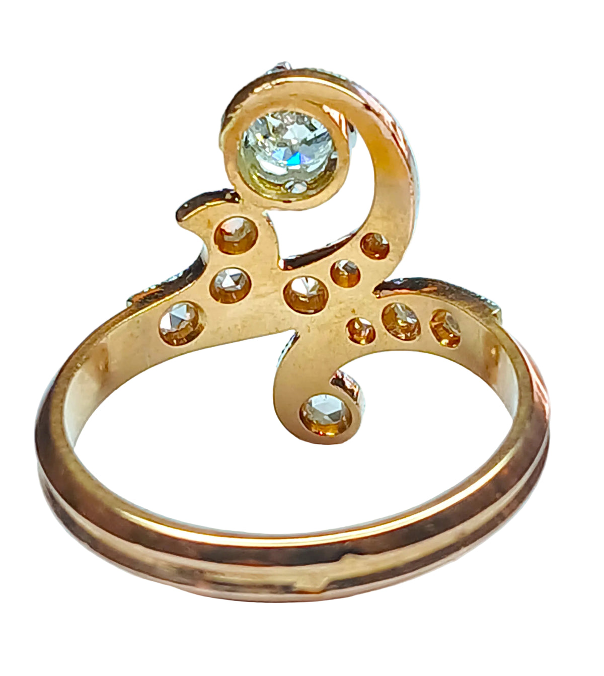 White gold, rose gold, and diamond ring