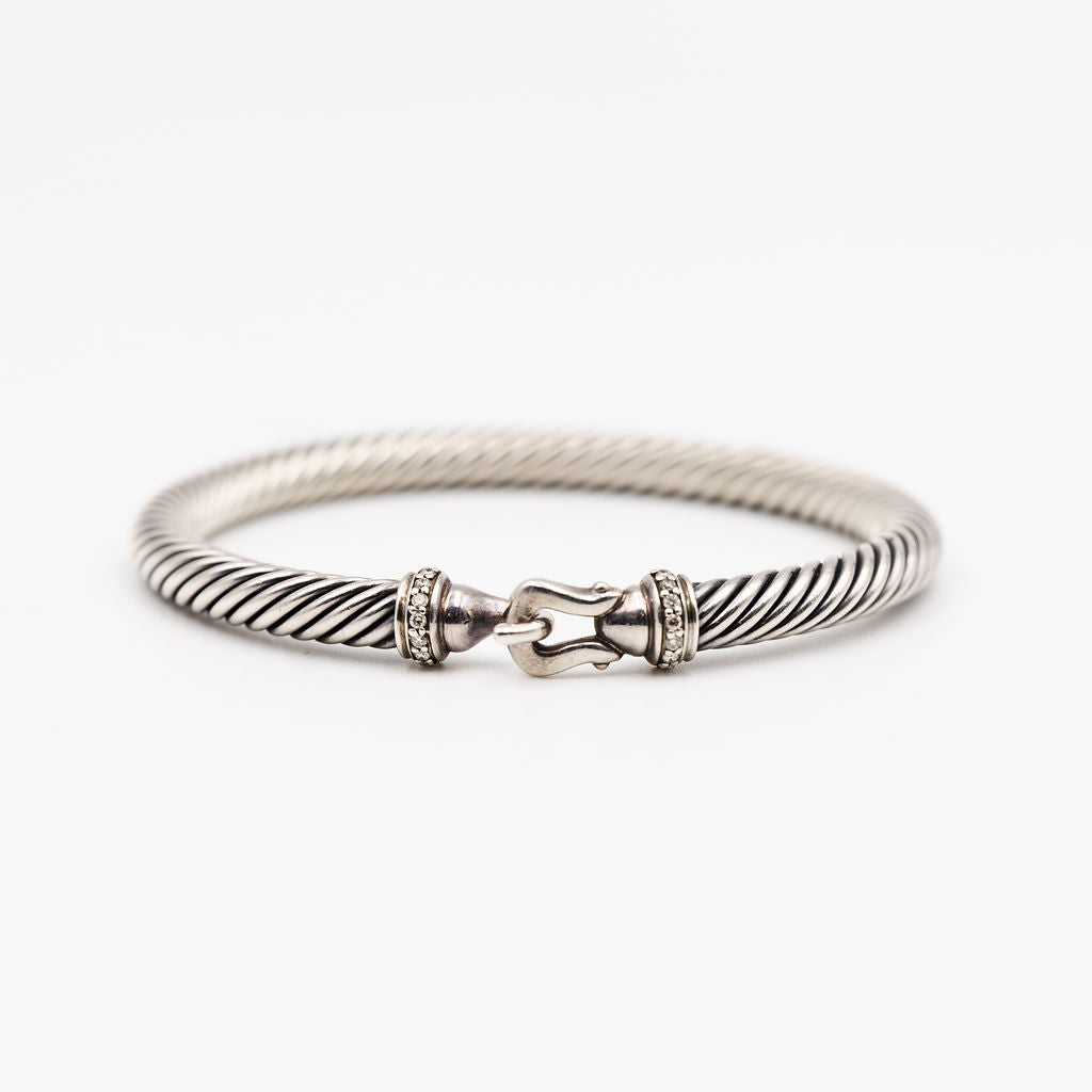 Bracelet DAVID YURMAN "Buckle Classic Cable" in silver and diamond