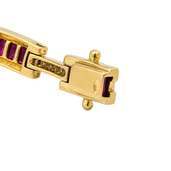 "Ligne" Bracelet in Yellow Gold, Rubies, and Diamonds