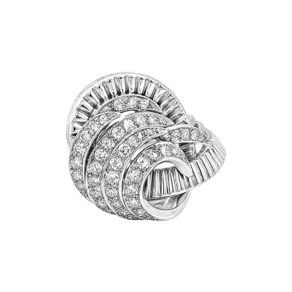 Pave Ring in White Gold, Platinum, and Diamonds