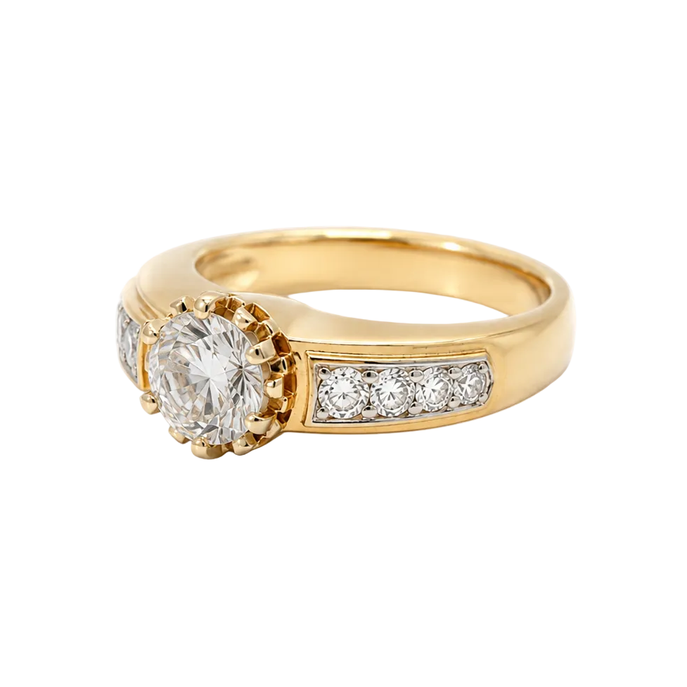 Yellow Gold Solitaire Ring with Diamond