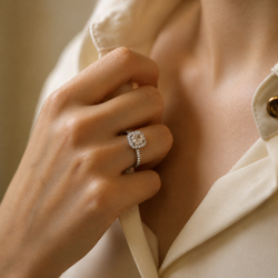 White Gold Solitaire Ring with Diamonds