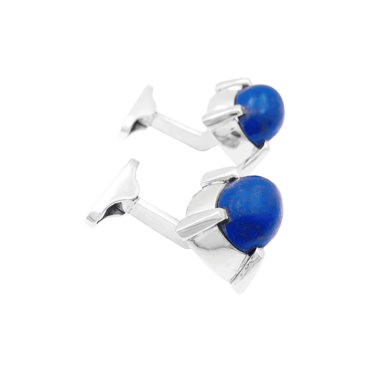 Boutons de manchette or blanc et lapis lazuli