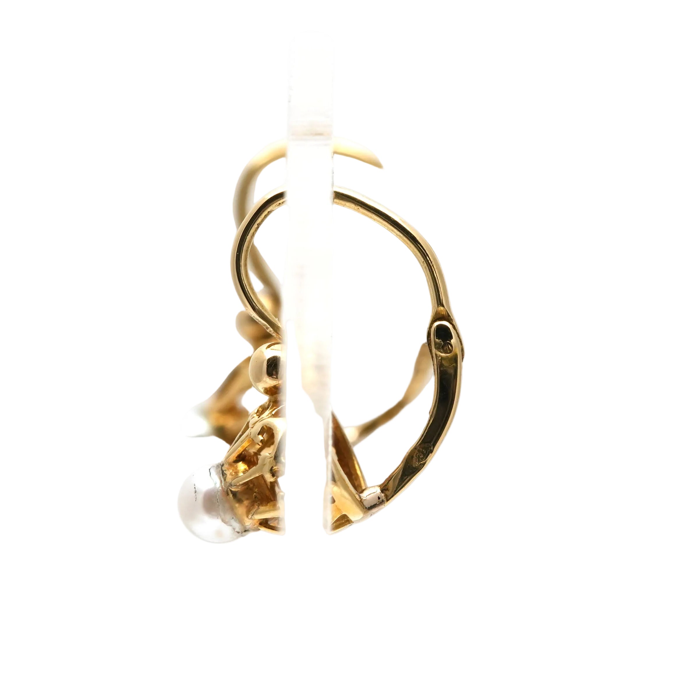 Yellow Gold and Pearl Lever-back Earrings