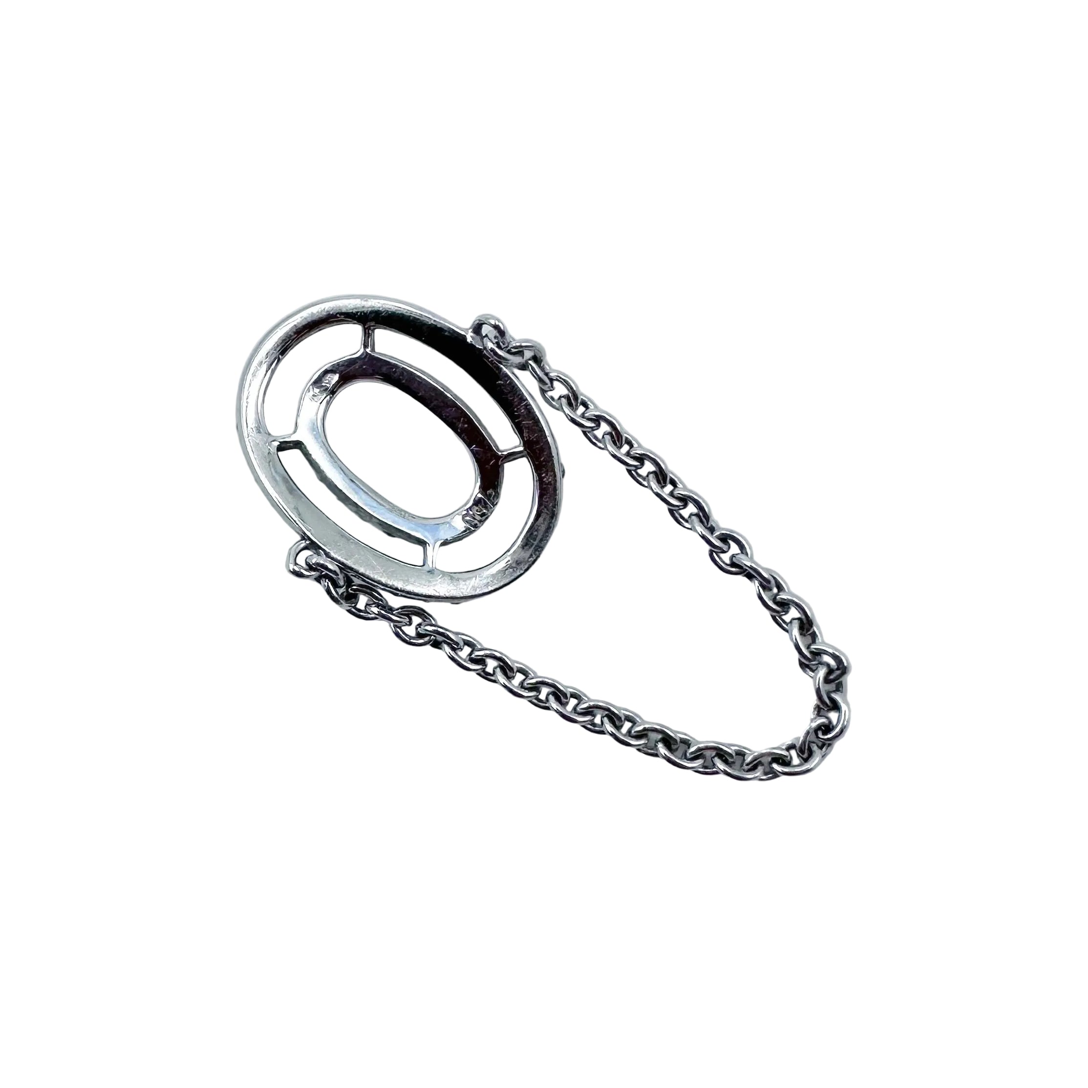 White Gold Chain Ring with Diamonds