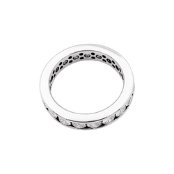 Bague alliance tour complet diamants, or blanc.