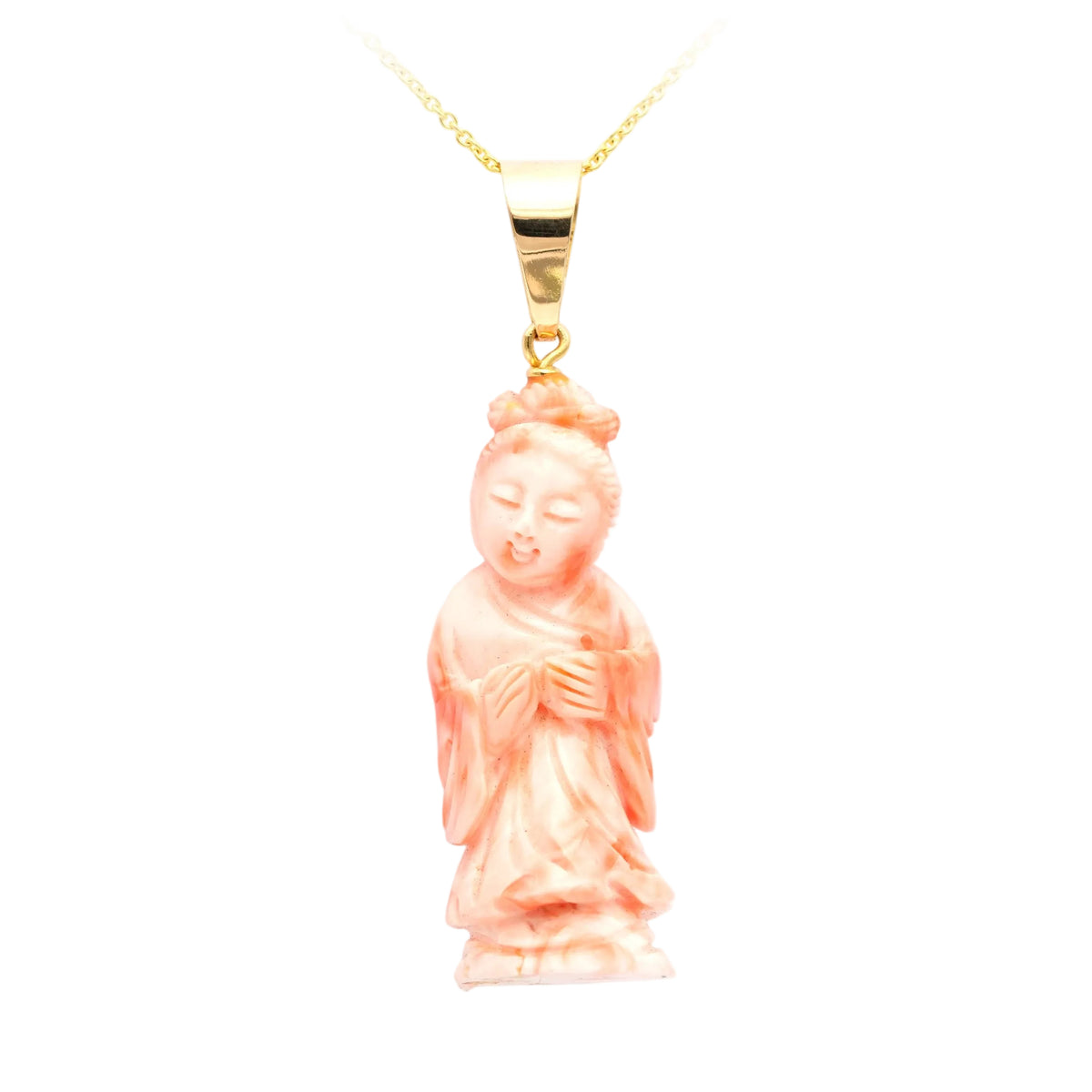 Yellow gold and coral pendant