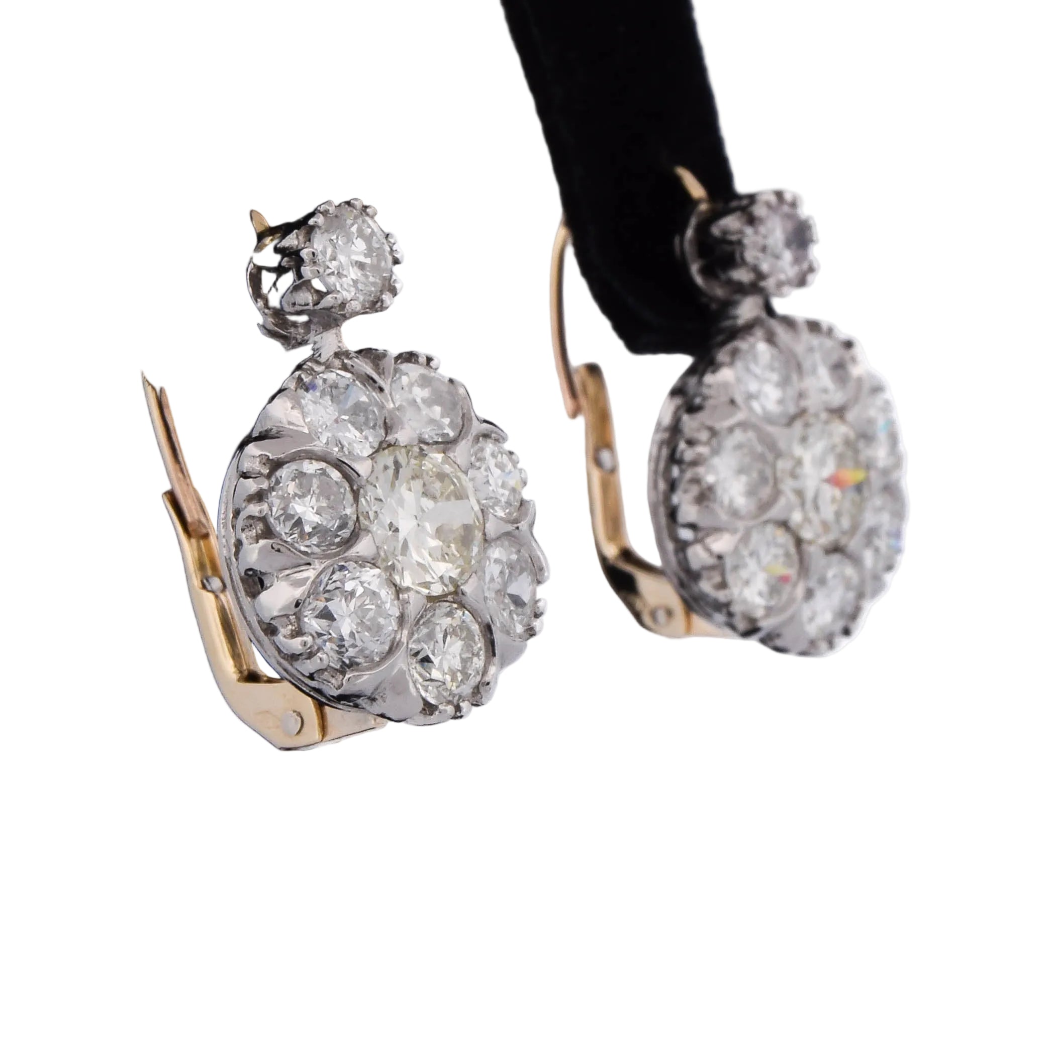 Platinum and Diamond Lever-back Earrings