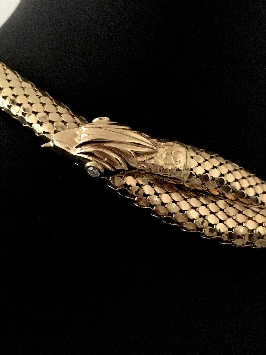 Tubogas necklace in yellow gold and diamonds